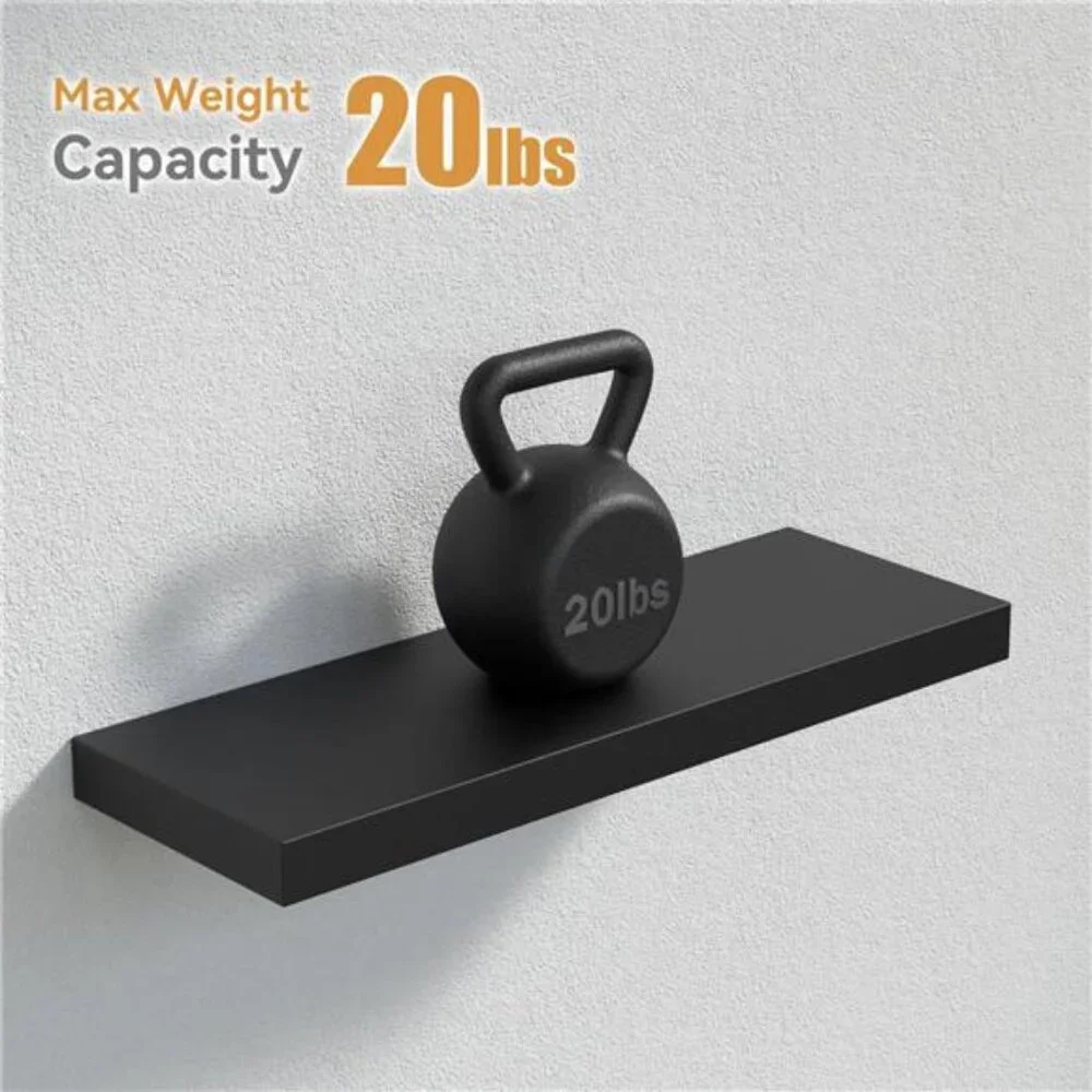 Black Floating Shelves for Wall, 4 Sets Room Storage Shelves, Display Shelves